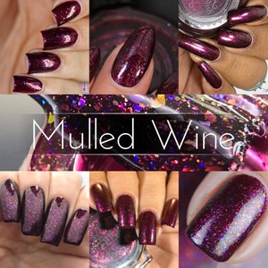 P•O•P &quot;Mulled Wine&quot; The Plentiful Jellies Collection Purple Maroon Green Gold Green Blue Shifting Flakies Indie Nail Polish Varnish Lacquer