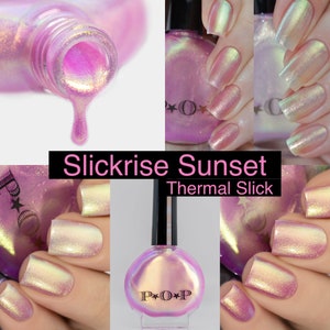 P.O.P Slickrise Sunset Pink Gold Blush Thermal Oil Slick Multi chrome Collection Nail Polish Lacquer Varnish Indie