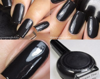 P.O.P Polish Nail Polish Texas Tea Black One Coat Lacquer Indie Varnish