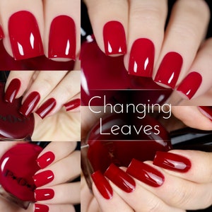 P.O.P Changing Leaves Cream Collection Warm Dark Red Sexy Hot Nail Polish Lacquer Varnish Indie Water Marble Stamping