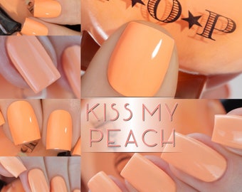 P.O.P Kiss My Peach Creme Collection Neon Pastel Peach Pink Orange Tan Cantaloupe Nail Polish Lacquer Varnish Indie Water Marble Stamping