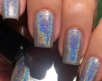 P•O•P Disco Daze Indie Nail Polish Holo Mega Holographic Linear Sparkle Glittery lacquer Silver Rainbow