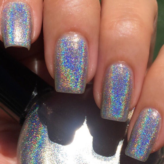 Silver Rainbow Holographic Vegan Nail Polish Silver Glitter Holo