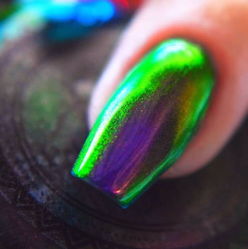 POP Polish The Slickest Of Them All Nail Polish Quick Dry with Sifting Oil Slick 360 DuoChrome Mirror MultiChrome Purple Green Blue image 9