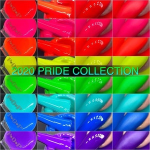 P.O.P The 2020 PRIDE Creme Collection Red PinkOrange Yellow Green Blue Purple Neon Nail Polish Lacquer Varnish Indie Water Marble Stamping