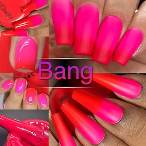 P.O.P Bang Neon Thermal Cream Collection Red Hot Pink Nail Polish Lacquer Varnish Indie Water Marble Stamping