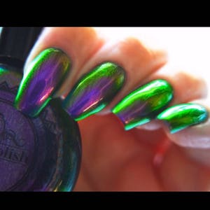 POP Polish The Slickest Of Them All Nail Polish Quick Dry with Sifting Oil Slick 360 DuoChrome Mirror MultiChrome Purple Green Blue image 4