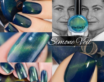 P•O•P Simone Veil Women Done Wrong Navy Cream Golden Blue Green Shifting Magnetic Indie Nail Polish Varnish Lacquer