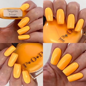 P.O.P Tangerine Scream The Creme Collection Neon Pastel Cream Orange Yellow Tan Nail Polish Lacquer Varnish Indie Water Marble Stamping image 4