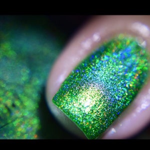 P•O•P Polish Indie Nailpolish Nail Holo Mega Holographic &quot;Mistletoe&quot; Metallic Green Holographic Polish Lacquer Holiday Christmas