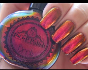 P•O•P Polish "LipSlick" Nail Polish Quick Dry with Sifting Oil Slick 360  DuoChrome Mirror MultiChrome