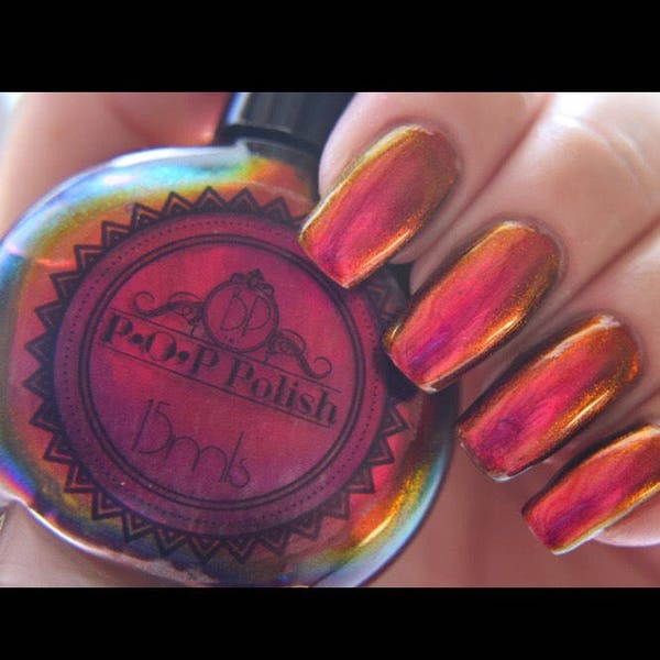 P•O•P Polish "LipSlick" Nail Polish Quick Dry with Sifting Oil Slick 360  DuoChrome Mirror MultiChrome