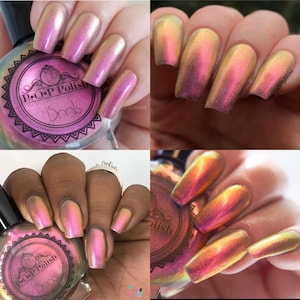 P•O•P Polish "BootylishSlick" Oil Slick 360 Pastel Edition MultiChrome Pink Gold Green Nail Quick Dry Sifting DuoChrome Mirror