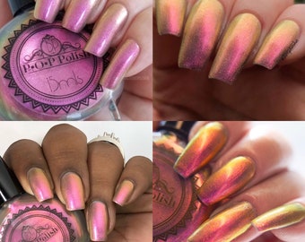 P•O•P Polish "BootylishSlick" Oil Slick 360 Pastel Edition MultiChrome Pink Gold Green Nail Quick Dry Sifting DuoChrome Mirror