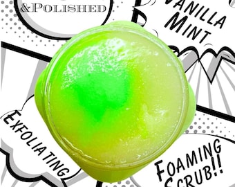 POP Vanilla Mint Holiday Foaming Emulsified Sugar Scrub Exfoliating Luxurious Oils and Butters