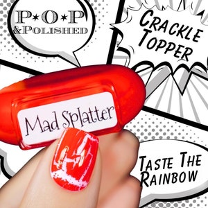 POP Mad Splatter Crackle Neon Red Cream Nail Polish