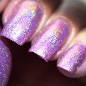 P•O•P Polish Indie Nailpolish Nail Holo Mega Holographic &quot;Fresh Picked Peonies&quot; Light pastel pink  Pastel Linear