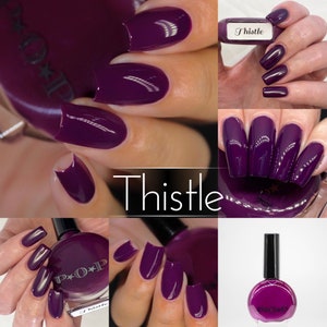 P.O.P Thistle Halloween Fall Cream Collection Warm Deep Plum Purple Nail Polish Lacquer Varnish Indie Water Marble Stamping