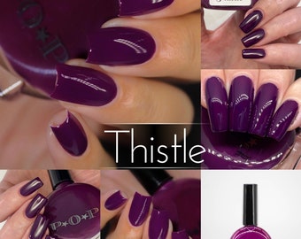 P.O.P Thistle Halloween Fall Cream Collection Warm Deep Plum Purple Nail Polish Lacquer Varnish Indie Water Marble Stamping