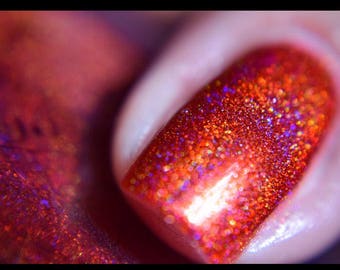 P•O•P Polish Indie Nailpolish Nail Holo Mega Holographic "Poinsettia" Metallic Red Holographic Polish Lacquer Holiday Christmas