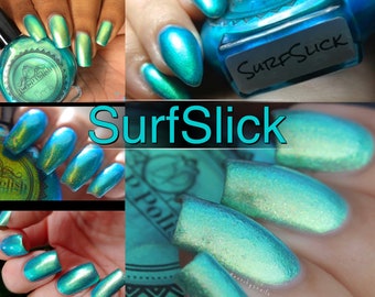 P•O•P Polish "Surf Slick" Slicks Pastel MultiChrome Blue Gold Green Nail Quick Dry Sifting DuoChrome Mirror