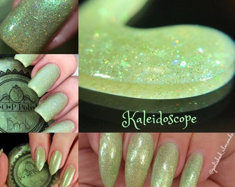 P•O•P &quot;Kaleidoscope&quot; Babes in Toy Land Collection Apple Green Shimmer Glitter Shifting Iridescent Flakes Nail Polish Indie lacquer