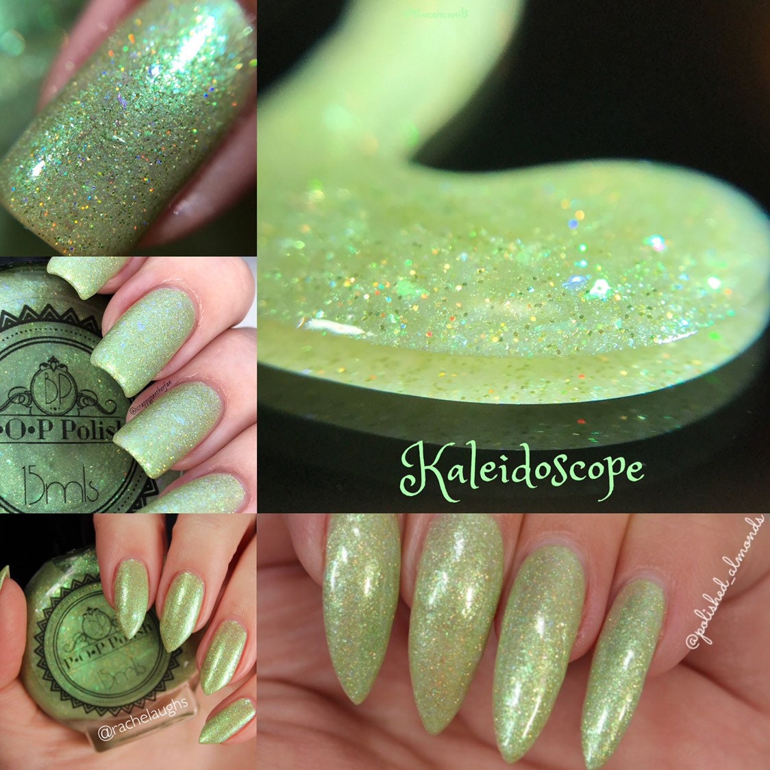 P•O•P "Kaleidoscope" Babes in Toy Land Collection Apple Green Shimmer Glitter Shifting Iridescent Flakes Nail Polish Indie lacquer