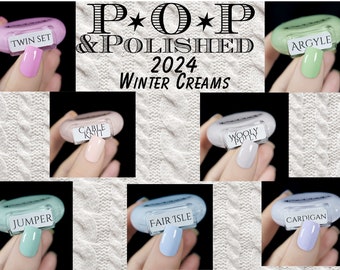 P.O.P The 2024 Full Sweater Weather Winter Creams Collection Pink Peach Nude Green Blue Purple Grey Pastel Nail Polish Lacquer Varnish Indie