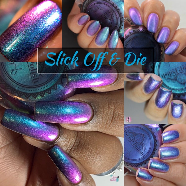 P•O•P Slick Off & Die HallowSlick Collection Aqua Purple Pink Blue Gold  Oil Slick MultiChrome Nail Polish Sifting DuoChrome Mirror