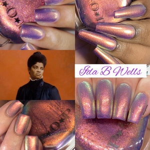 P•O•P Ida B Wells Women Done Wrong Purple Amber Blue Copper Iridescent Holographic Flakes bomb Indie Nail Polish Varnish Lacquer