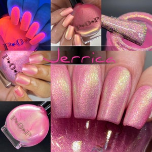 P•O•P Polish &quot;Jerrica&quot; Neon Mylar Slick Pink Gold Green Purple MultiChrome Nail Quick Dry Sifting inspired Jem & The Holograms
