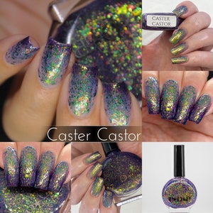 P•O•P Polish Caster Castor It's Witchcraft Thermal Collection Purple Blue Multi Chrome Flakes Nail Polish Quick Dry Temperature Sensitive