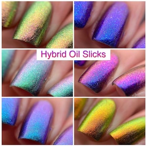 P•O•P The Full Hybrid Oil Slick 360 Multi chrome Collection Pink Blush Gold Green Blue Purple Nail Quick Dry Sifting DuoChrome Mirror