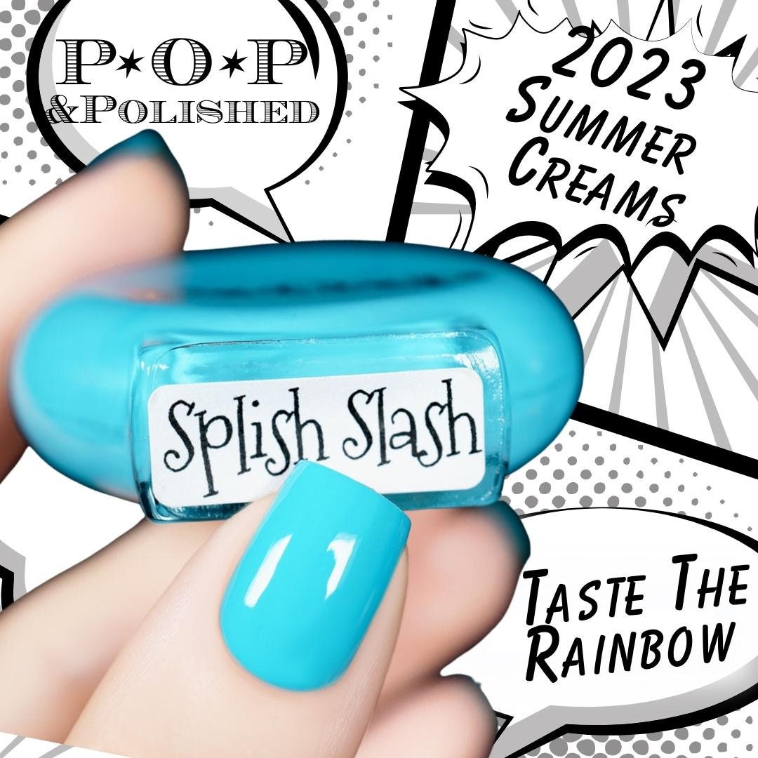 P.O.P Splish Splash 2023 Summer Neon Cream Collection Nail Polish Lacquer Varnish Indie Water Marble Stamping Blue Aqua