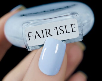 P.O.P Fair Isle From The 2024 Sweater Weather Collection Blue Powder Sky Pastel Cream Nail Polish Lacquer Varnish Water Marble Stamping