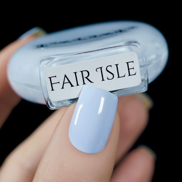 P.O.P Fair Isle From The 2024 Sweater Weather Collection Blue Powder Sky Pastel Cream Nail Polish Lacquer Varnish Water Marble Stamping