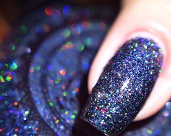 P•O•P Iconic Collection "Le Jazz Hot" Black Micro Glitter Bomb Indie Nail Polish Varnish Lacquer Holographic Sparkle