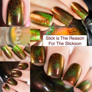 P•O•P Slick Is The Reason for the Slickson Magnetic Slick Within A Slick Red Bronze Green Gold aqua red Multi Chrome Nail Polish Sifting