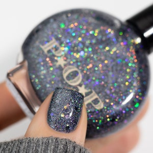 P•O•P It&#39;s A Drag Collection &quot;Category Is...&quot;Glitter Indie Nail Polish Varnish Lacquer Grey Holographic Glitter Bomb Rainbow Holo Silver