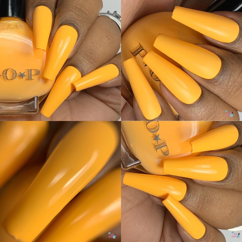 P.O.P Tangerine Scream The Creme Collection Neon Pastel Cream Orange Yellow Tan Nail Polish Lacquer Varnish Indie Water Marble Stamping image 5