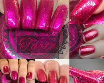 P•O•P Tarte Naughty & Nice Collection Coral Green Purple Blue Fuchsia Lavender Shifting Flakies Holographic Indie Nail Polish