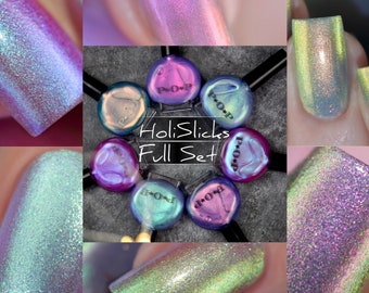 P•O•P Polish Full Set Of HoliSlicks Slicks Pastel MultiChrome Blue Gold Green Purple Nail Quick Dry Sifting DuoChrome Mirror