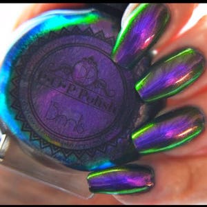 POP Polish The Slickest Of Them All Nail Polish Quick Dry with Sifting Oil Slick 360 DuoChrome Mirror MultiChrome Purple Green Blue image 6