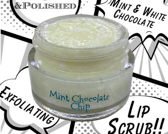 POP Chocolate Mint Lip Scrub Exfoliant All Natural Gritty Sweet Moisturizing Made With Real Candy Canes Nourishing Oils and Butters Sugar