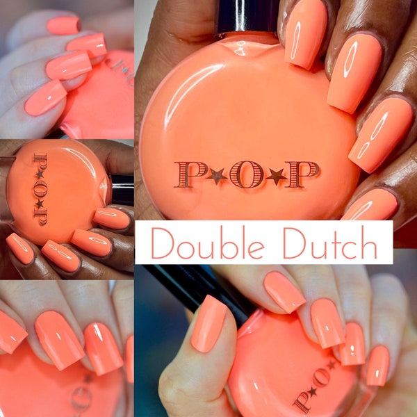 P.O.P Double Dutch 2022 Spring Creme Collection Neon Pastel Coral Orange Peach Nail Polish Lacquer Varnish Indie Water Marble Stamping