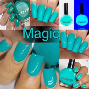 P.O.P Magic From The 2020 PRIDE Creme Collection Aqua Turquoise Teal Tone Nail Polish Lacquer Varnish Indie Water Marble Stamping