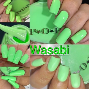 P.O.P Wasabi The Creme Collection Neon Pastel Cream Green Lime Mint  Aqua Nail Polish Lacquer Varnish Indie Water Marble Stamping