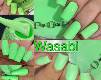 P.O.P Wasabi The Creme Collection Neon Pastel Cream Green Lime Mint  Aqua Nail Polish Lacquer Varnish Indie Water Marble Stamping