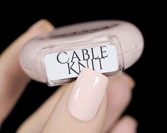 P.O.P Cable Knit From The 2024 Sweater Weather Collection Nude Peach Pastel Cream Nail Polish Lacquer Varnish Indie Water Marble Stamping
