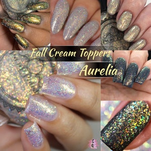 P•O•P Aurelia Iridescent Holographic Topper Green Peach Pink Blue Nail Polish Quick Dry Sifting Pigments Flakies Flakes DuoChrome Mirror